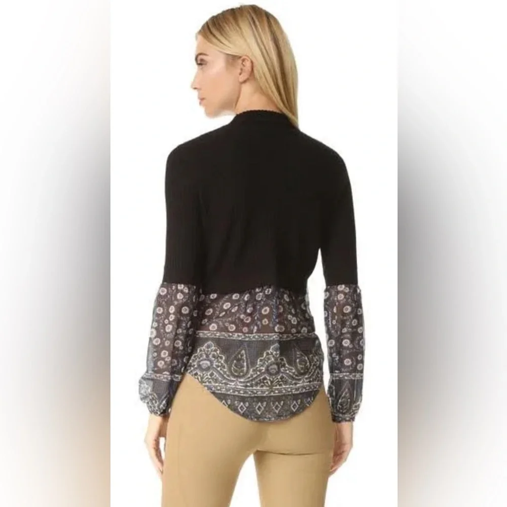 Veronica Beard Moon Mixed Media Sweater Black (Size L)